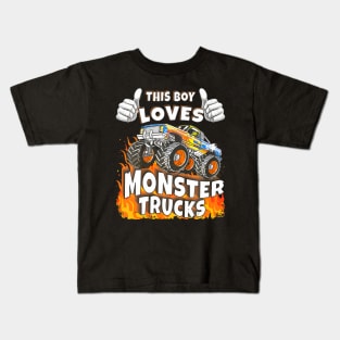 This Boy Loves Monster Trucks Kids T-Shirt